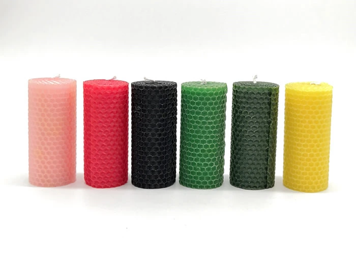 Natural rolled beeswax pillar candles wholesale